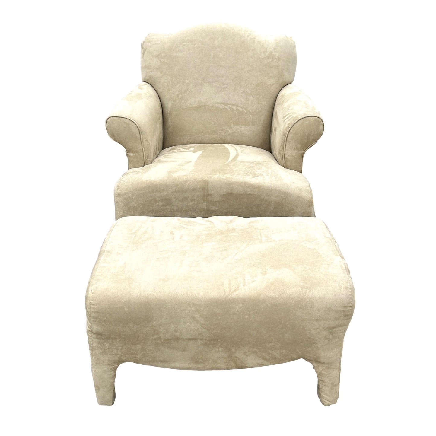 Beige Microfiber Chair and Ottoman