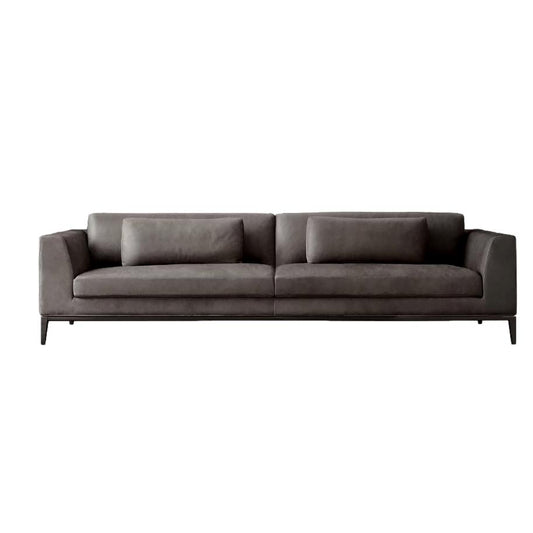 Italia Taper Arm Gray Leather Sofa