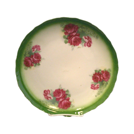 Green Rimmed Flower Plate set of 6