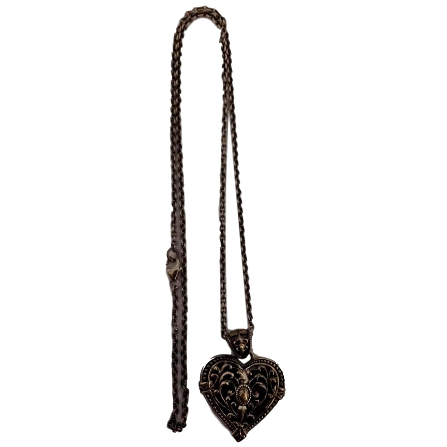 Silver/14KT Heart Necklace