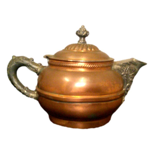 Copper Tea Pot w/ Pewter Handle