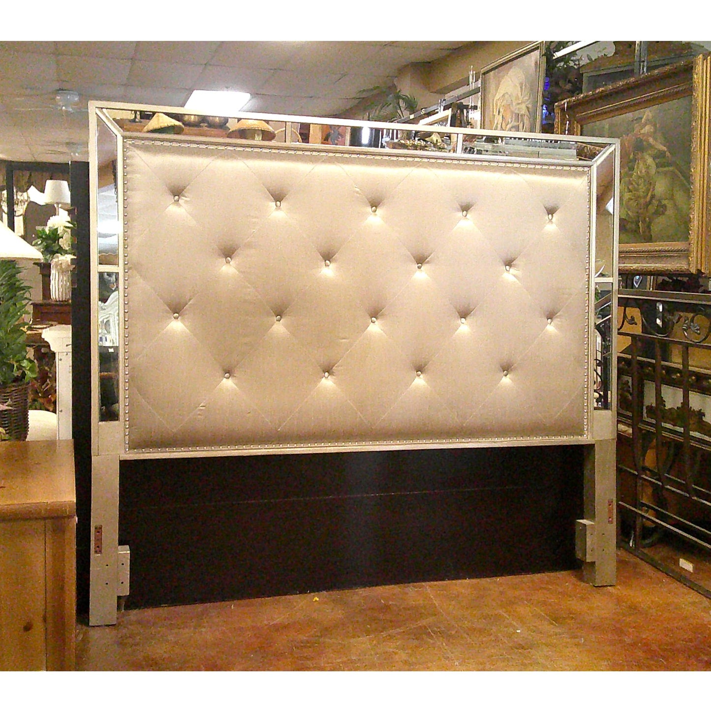 Tufted Fabric with Mirror Trim - Headboard Only