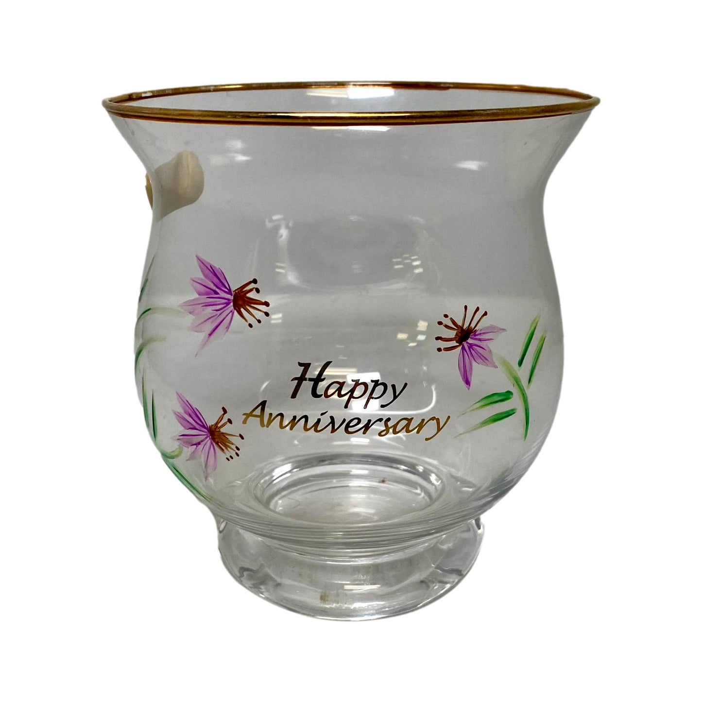Fenton Happy Anniversary Glass Votive Holder